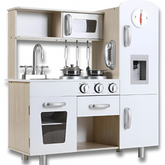 Children’s Wooden Play Kitchen with Lights & Sounds — Doll Kitchen with Accessories